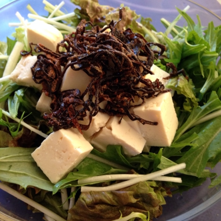 豆腐と塩昆布のサラダ